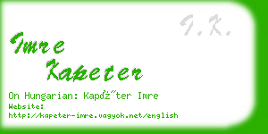 imre kapeter business card